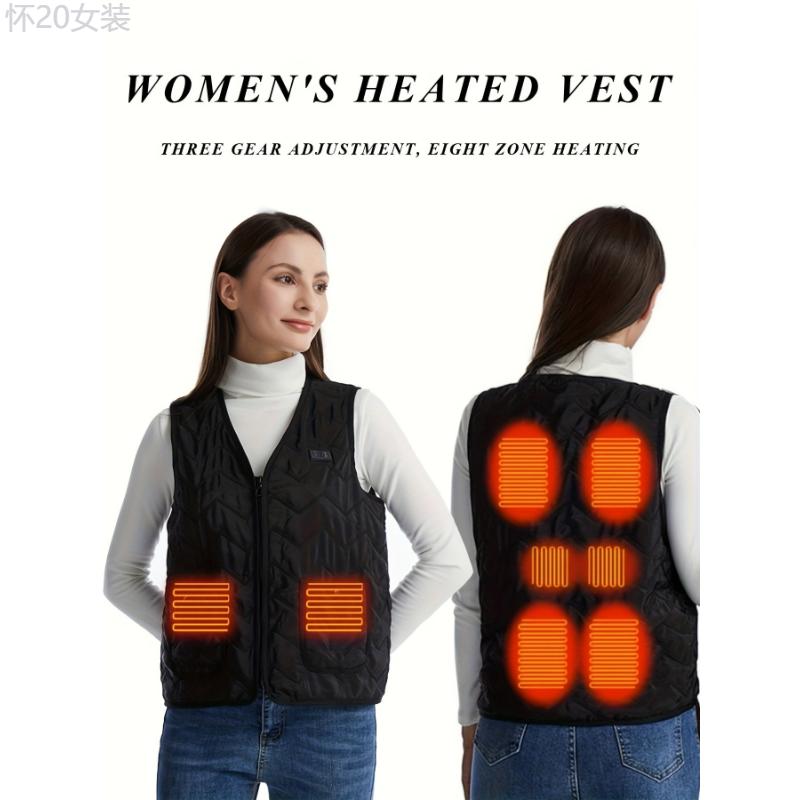 Womens Thermal Heated Vest - Perfect for Outdoor Enthusiasts, Warm Sleeveless Design, Advanced Heating Technology - Battery Pack Sold Separately for Convenience Collar Fit Womenswear Polyester