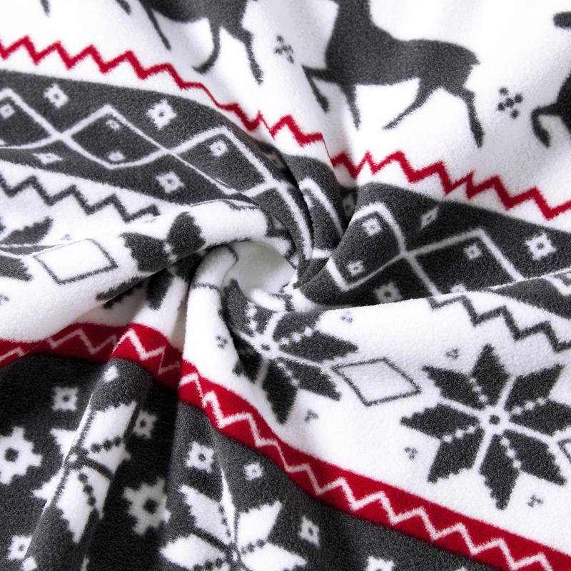 PatPat Christmas Family Matching Reindeer & Snowflake All-over Print Long-sleeve Fleece Pajamas Sets