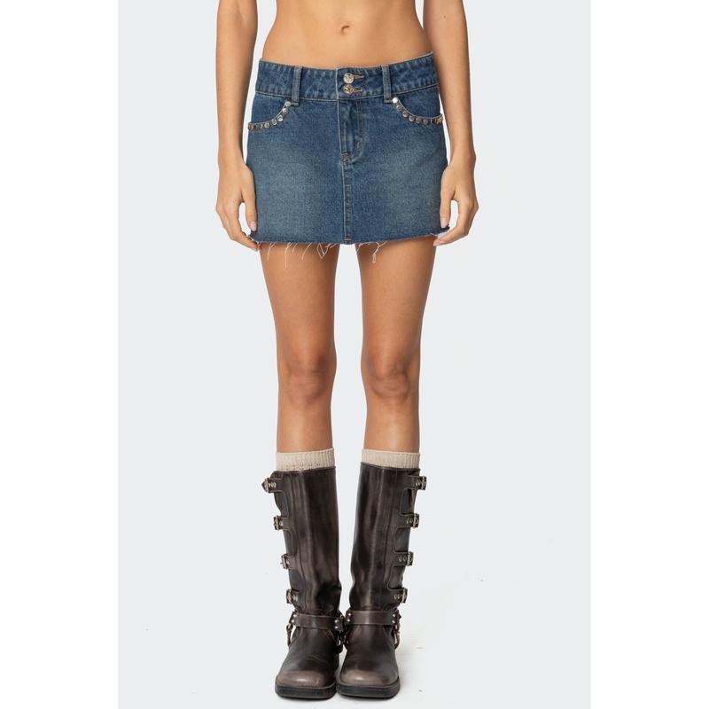 Tess Studded Denim Mini Skirt