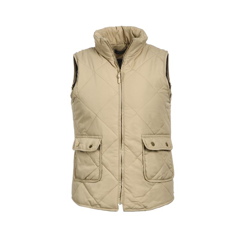 Women Warm Vest Solid Color Stand Collar Warm Padded Zipper Up Side Pockets Gilet Quilted Puffer Wild Vest