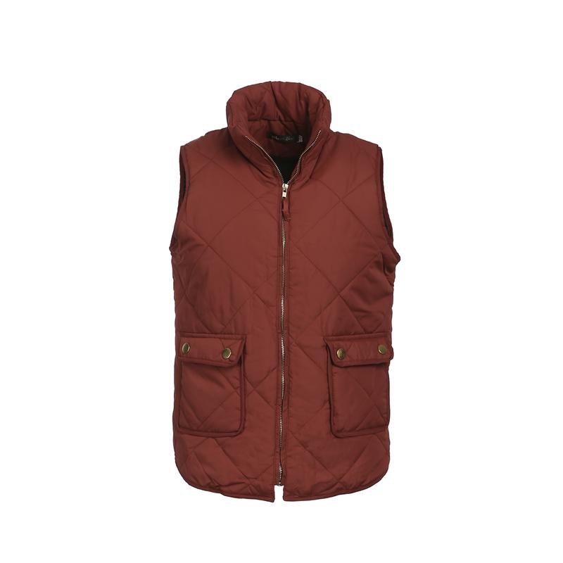 Women Warm Vest Solid Color Stand Collar Warm Padded Zipper Up Side Pockets Gilet Quilted Puffer Wild Vest