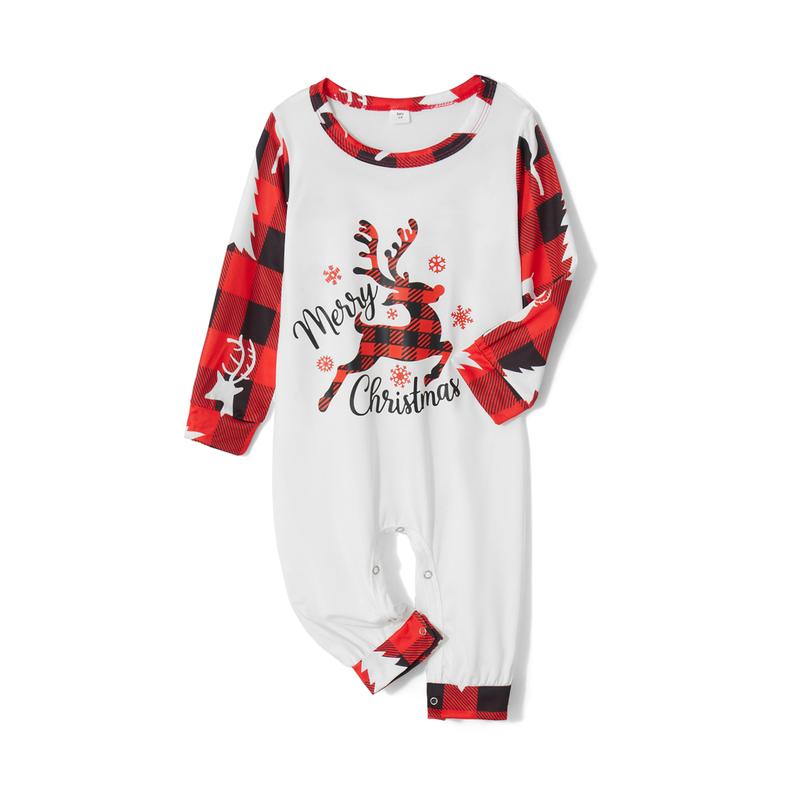 2024 New Christmas Family Pajamas Matching Set Elk Print Long Sleeve Tops and Red Plaid Pants Homewear Sleepwear Loungewear Nightwear Xmas Pj's Clothes Womenswear Check