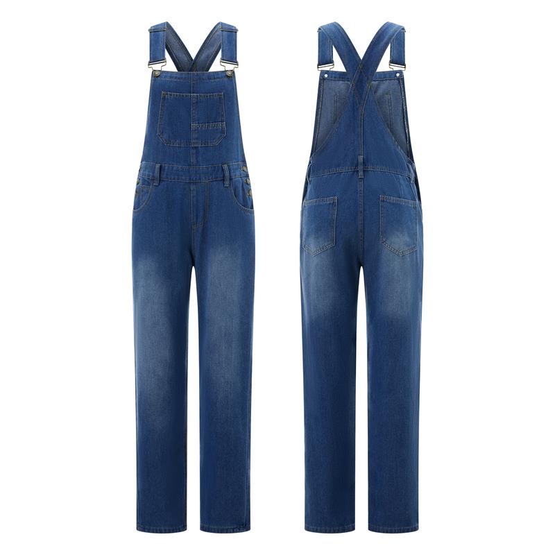 Women's Casual Stretch Adjustable Denim Bib Overalls Jeans Pants Jumpsuits with Pockets