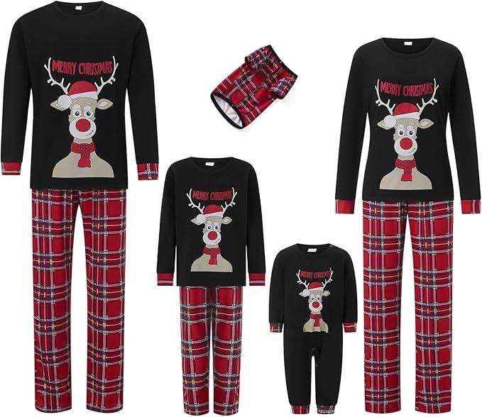 2024 Christmas Matching Family Pajamas Set - Breathable Cotton Sleepwear Pajamas - Round Neck, Pants family matching