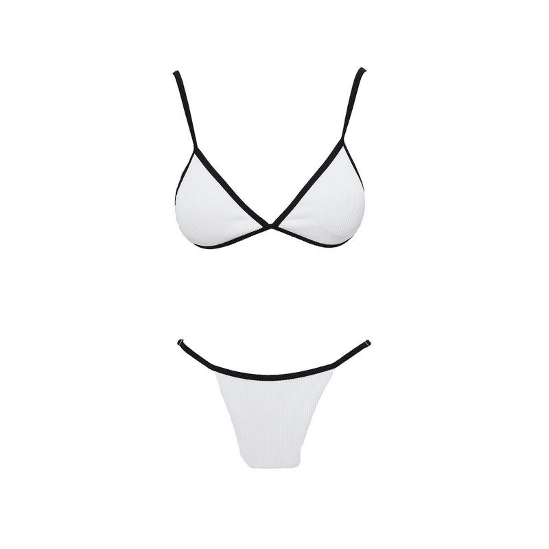 Olivia Adjustable Cheeky Bikini Bottom White   Black