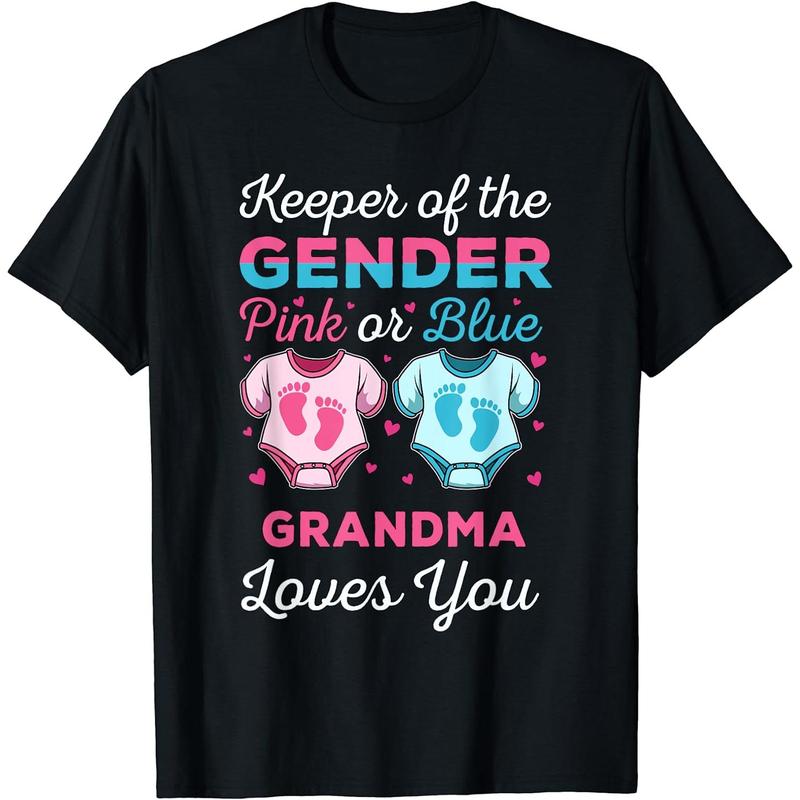 Keeper Of The Gender Grandma Loves You Baby Shower Family Cotton T-Shirt