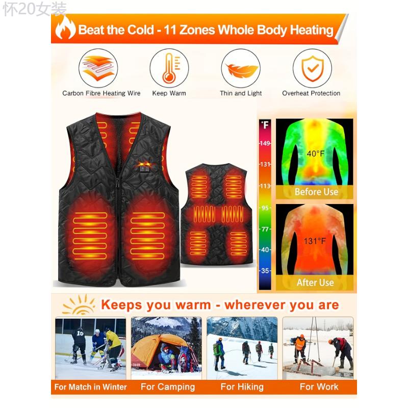 Womens Thermal Heated Vest - Perfect for Outdoor Enthusiasts, Warm Sleeveless Design, Advanced Heating Technology - Battery Pack Sold Separately for Convenience Collar Fit Womenswear Polyester