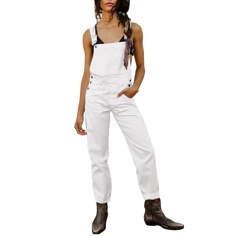 Women's Casual Stretch Adjustable Denim Bib Overalls Jeans Pants Jumpsuits with Pockets