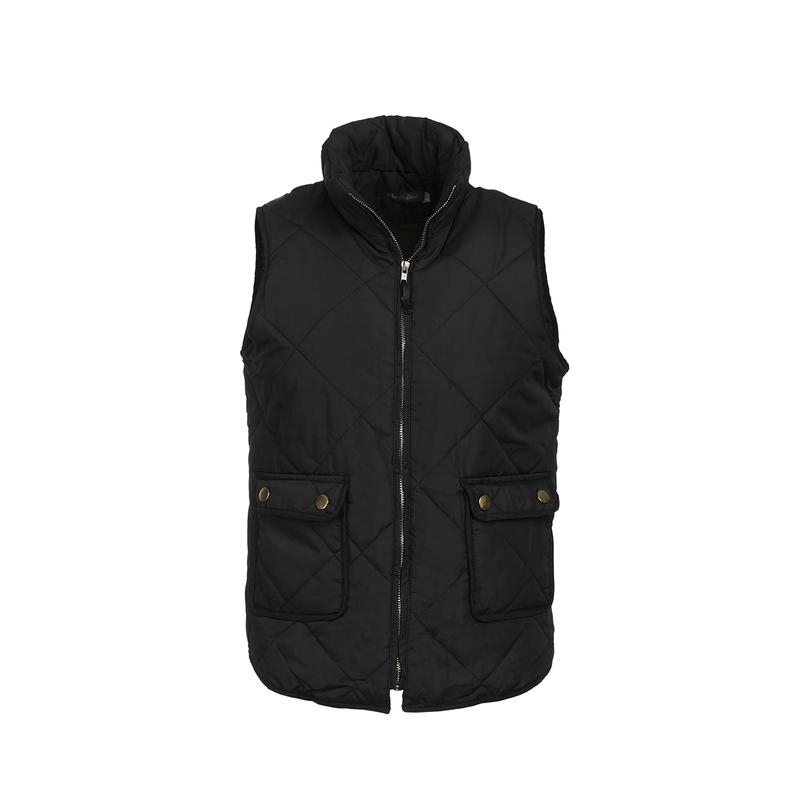 Women Warm Vest Solid Color Stand Collar Warm Padded Zipper Up Side Pockets Gilet Quilted Puffer Wild Vest