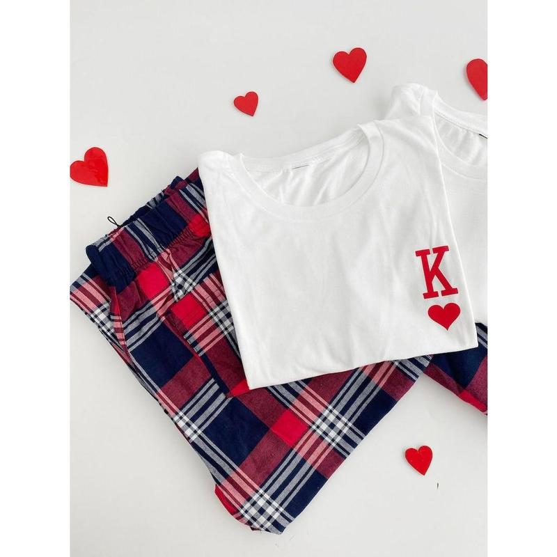 Valentine's Day Matching Only T-Shirt gift for couples King and Queen Set Valentines Day Couple Fashion Christmas Gifts. T-Shirt