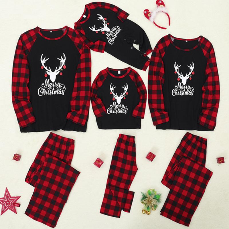 Holiday Christmas Family Pajamas Matching Set Moose Xmas Pjs for Couples and Kids Baby Sleepwear Christmas Pajama Set Long Sleeve Womenswear