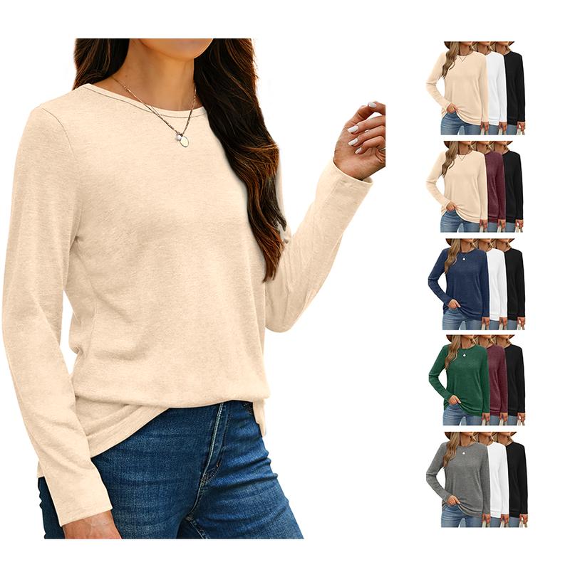 SIPAYA Womens 3 Packs Long Sleeve Crew Neck Shirts Fall Tops Clothes Outfits 2024 Basic Tee