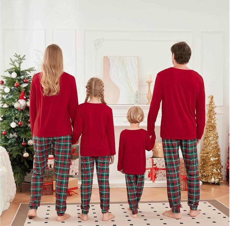 2024 Christmas Matching Family Pajamas Set - Breathable Cotton Sleepwear Pajamas - Round Neck, Pants family matching