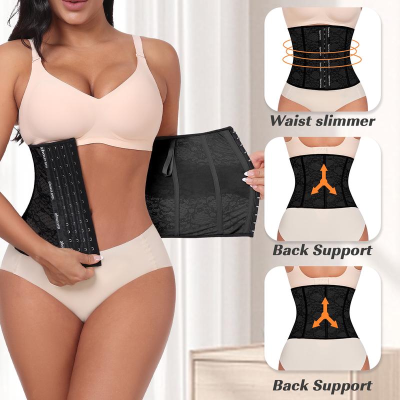 WERENA Women's Waist Trainer Corset Shapewear Tummy Control Shaping Waist Cincher Belly Band Lace Sport Belt