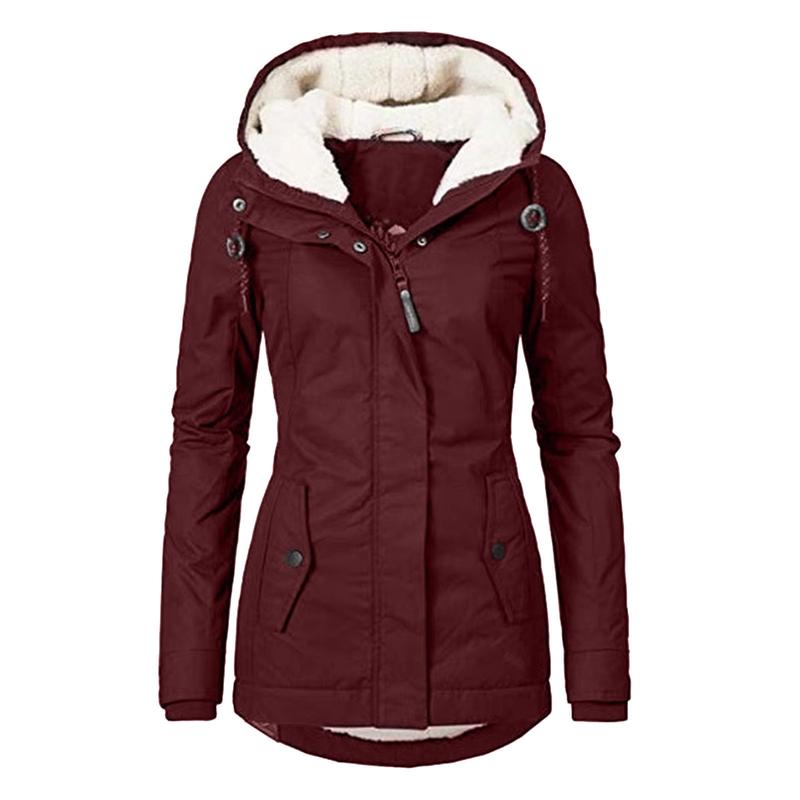 Winter Cotton Dress Women's School Overcome Fleece-lined Hooded Warm Jacket Mid-Length Women's Cotton-Padded Clothing Women