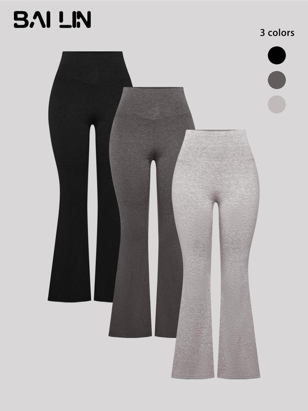 Women's Solid High Waist Flare Leg Pants, Casual Comfy Bell Bottom Trousers for Daily Wear, Pants for Women, Casual Summer Bottoms, Ladies Bottoms for All Seasons, Summer Pants, Summer Clothes, 2000s Pants