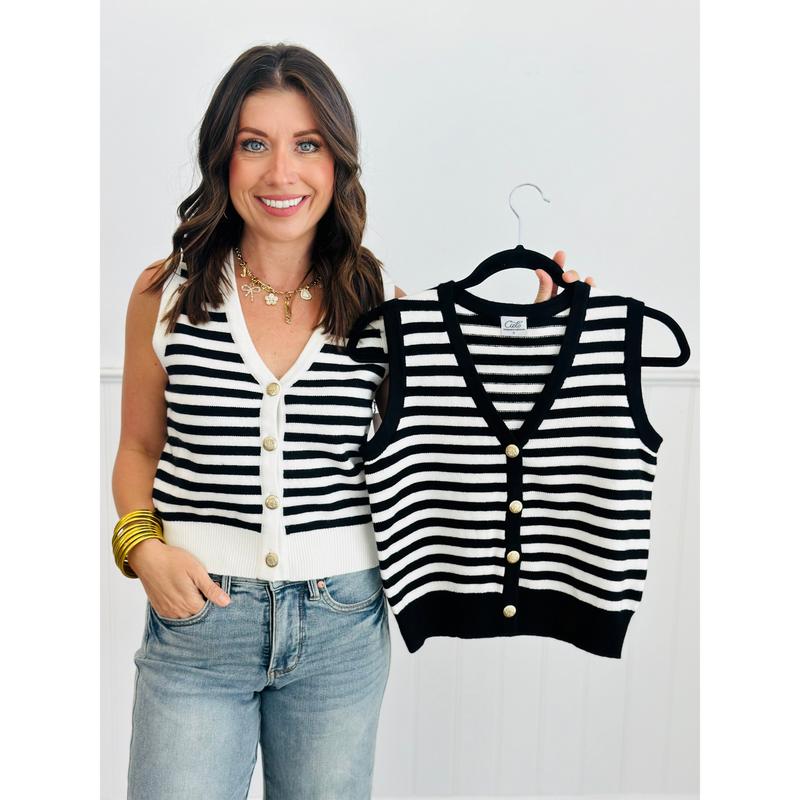 Striped V-Neck Sweater Vest (Reg.) - 2 Colors