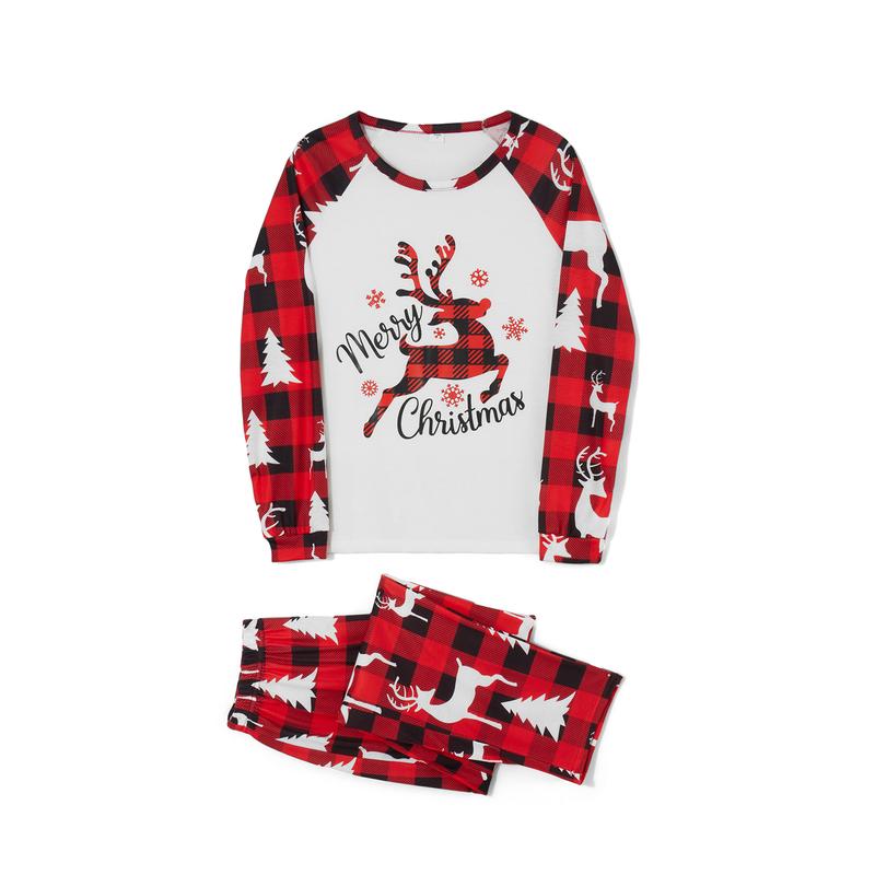 2024 New Christmas Family Pajamas Matching Set Elk Print Long Sleeve Tops and Red Plaid Pants Homewear Sleepwear Loungewear Nightwear Xmas Pj's Clothes Womenswear Check