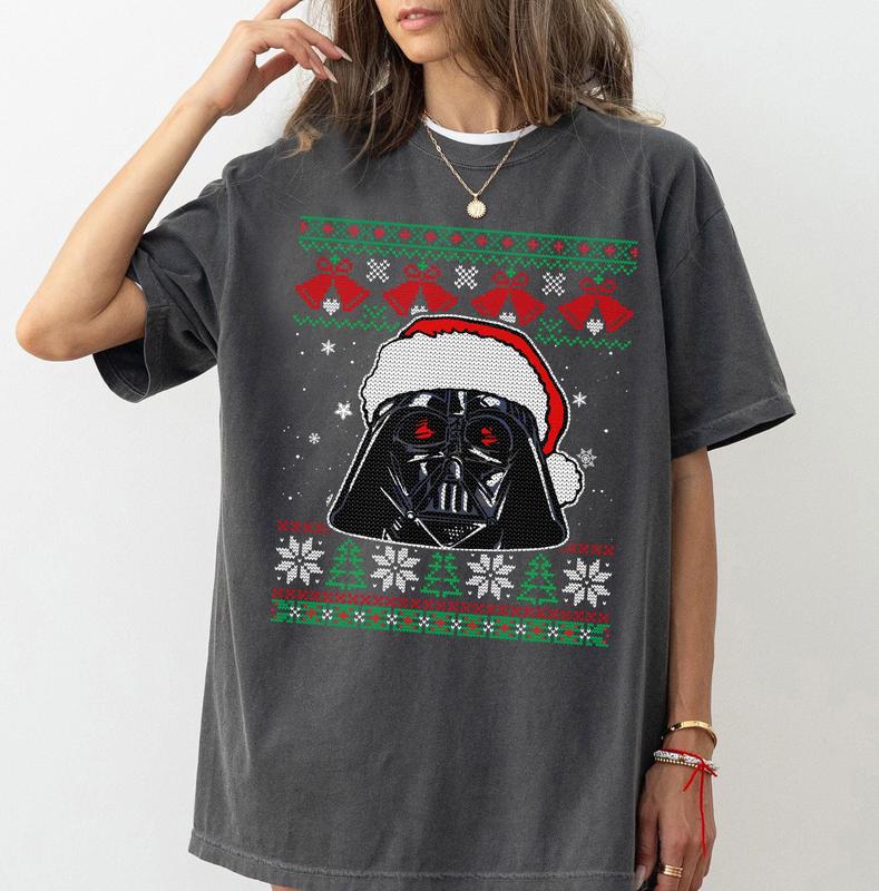 Star Wars Darth Vader Santa Hat Ugly Christmas Sweater Shirt dsneyland Christmas Matching Family Shirts Christmas Squad Shirt Party Gift