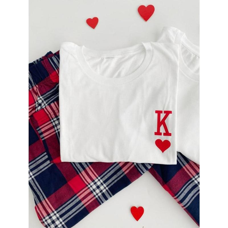 Valentine's Day Matching Only T-Shirt gift for couples King and Queen Set Valentines Day Couple Fashion Christmas Gifts. T-Shirt