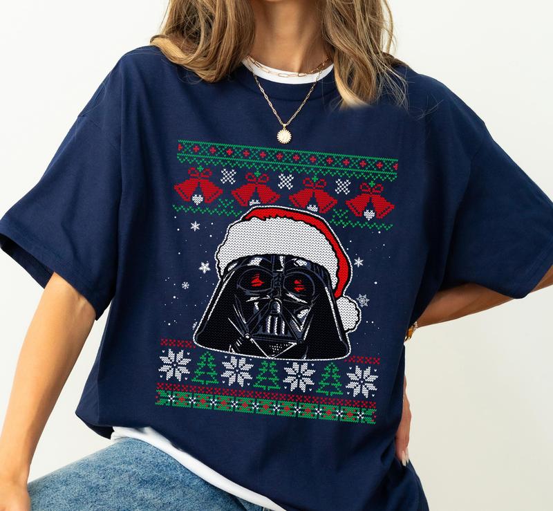 Star Wars Darth Vader Santa Hat Ugly Christmas Sweater Shirt dsneyland Christmas Matching Family Shirts Christmas Squad Shirt Party Gift