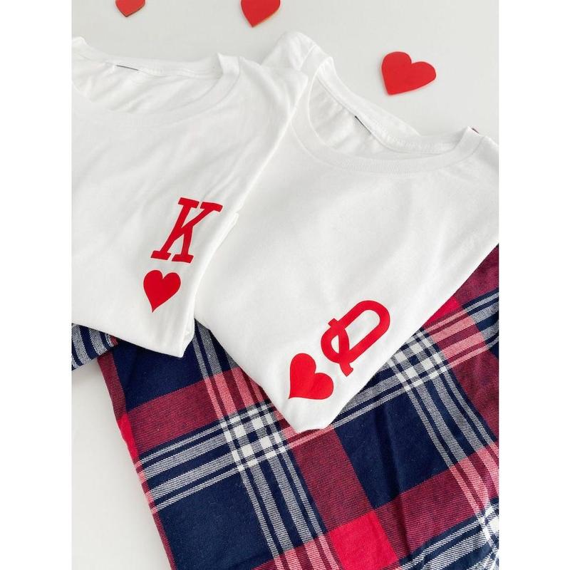 Valentine's Day Matching Only T-Shirt gift for couples King and Queen Set Valentines Day Couple Fashion Christmas Gifts. T-Shirt