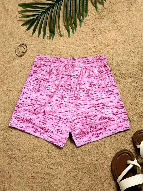 Women's Coconut Tree Letter Print Drawstring Waist Beach Shorts, Shorts for Women, Casual Comfy Pocket Shorts for Beach Vacation Holiday, Ladies Summer Bottoms