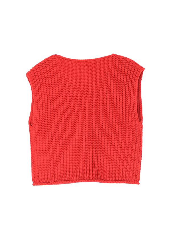 Women's Plain Button Front Pocket Sweater Vest, Casual Sleeveless Round Neck Knitwear for Daily Wear, Ladies Knitting Clothes for All Seasons