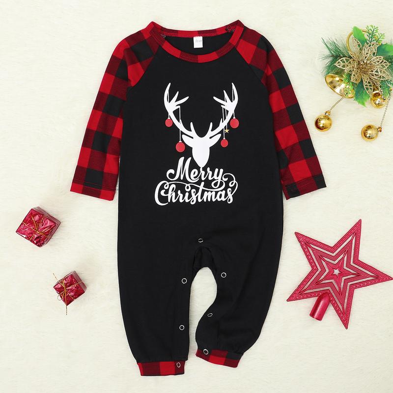 Holiday Christmas Family Pajamas Matching Set Moose Xmas Pjs for Couples and Kids Baby Sleepwear Christmas Pajama Set Long Sleeve Womenswear