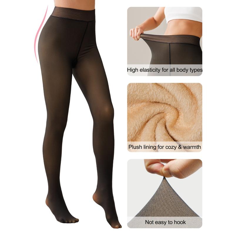 Tournesol Fleece Lined Tights Womenswear Size XS - XXL Thermal Winter Basic Leggings Thick Semi-Transparent Underwear Pantyhose Closed Foot Available in Light Mid Deep Skin Tone