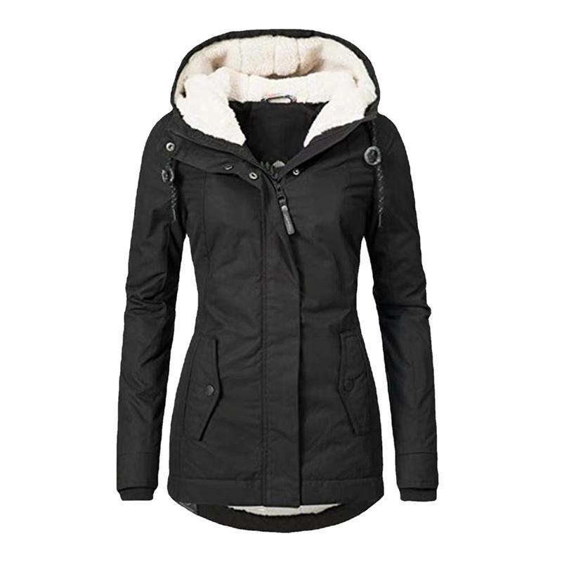 Winter Cotton Dress Women's School Overcome Fleece-lined Hooded Warm Jacket Mid-Length Women's Cotton-Padded Clothing Women