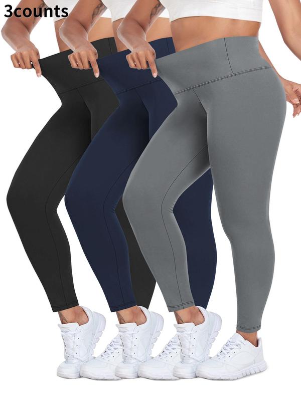 Plus Size Solid High Waist Leggings, Casual Comfy Breathable Skinny Pants for Daily Wear, Women's Bottoms for All Seasons, Leggings for Women