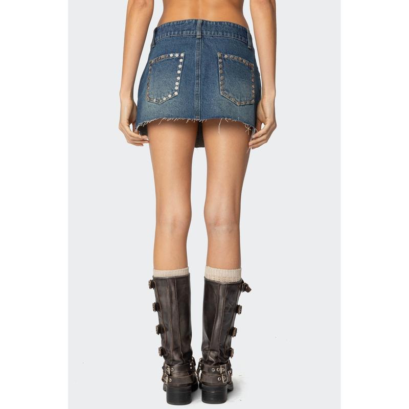 Tess Studded Denim Mini Skirt