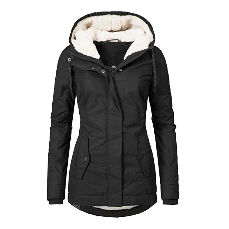 Winter Cotton Dress Women's School Overcome Fleece-lined Hooded Warm Jacket Mid-Length Women's Cotton-Padded Clothing Women