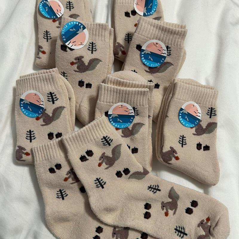 Squirrel Print Plush Socks