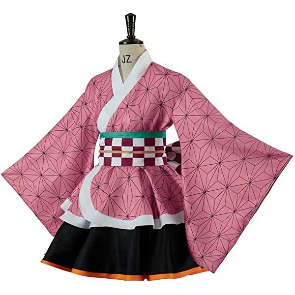 Anime Demon Slayer Cosplay Kamado Nezuko Costume Kimono Dress Uniform for Adult Women Party Womenswear