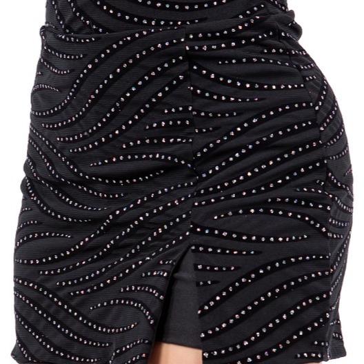 Women's Rhinestone Mini Black Skort Skirt - Perfect for Nigh out - Bottom, Womenswear Comfort Fashion