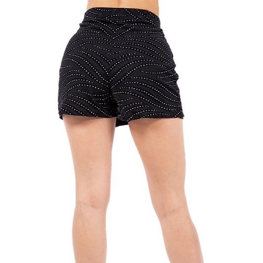 Women's Rhinestone Mini Black Skort Skirt - Perfect for Nigh out - Bottom, Womenswear Comfort Fashion