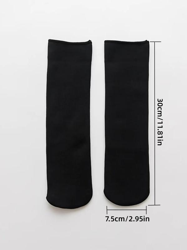 Women's 1 Pair Plain Teddy Lined Crew Socks, Comfort Cozy Casual Soft Comfortable Mid-calf Socks For Fall & Winter, Women's Socks & Hosiery, Cold Weather Gear