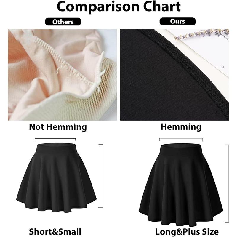 Women's plus size mini skater skirt-basic versatile high waisted flared casual stretchy skirts