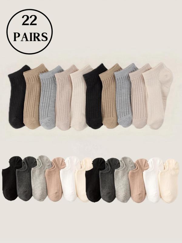 Women's Solid Ankle Socks, Minimalist Comfortable Breathable Low Cut Socks, Comfort Summer Socks for Women, Multipack Ankle Socks for Daily Wear, Womenswear