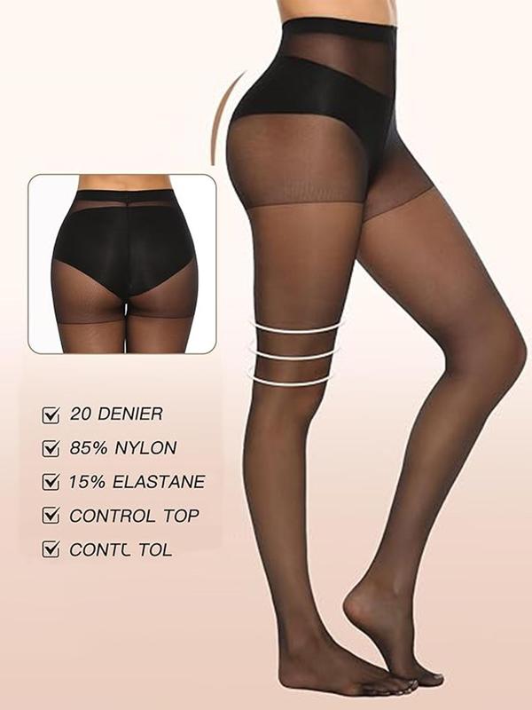 Women's High Waist Sheer Tights, Breathable High Stretch Pantyhose for Daily Wear, Ladies Tights for All Seasons