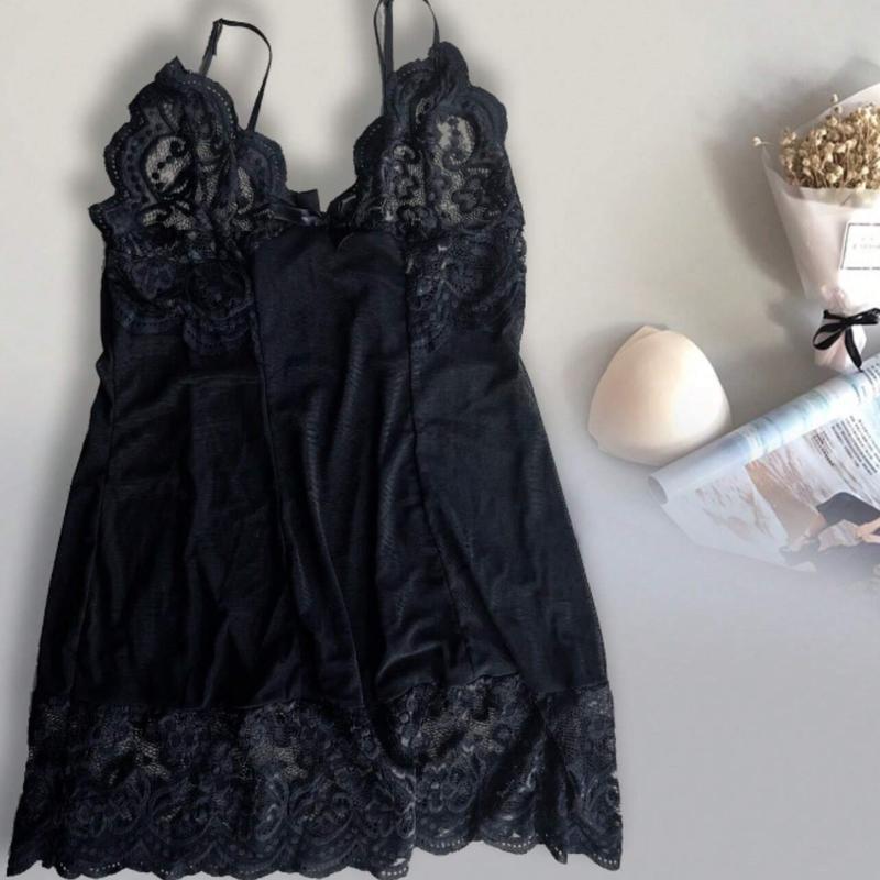 Sexy Lace Mesh Nightgown Set for Women - Perfect for Daily Wear and Loungewear - Womenswear