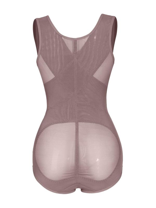 Women's Solid Color Open Bust Adjustable Hook & Eye Closure Crotch Shapewear Bodysuit, Breathable Comfortable Tummy Control Push Up Chest Shaper Bodysuit, Ladies Sexy Shapewear for All Seasons