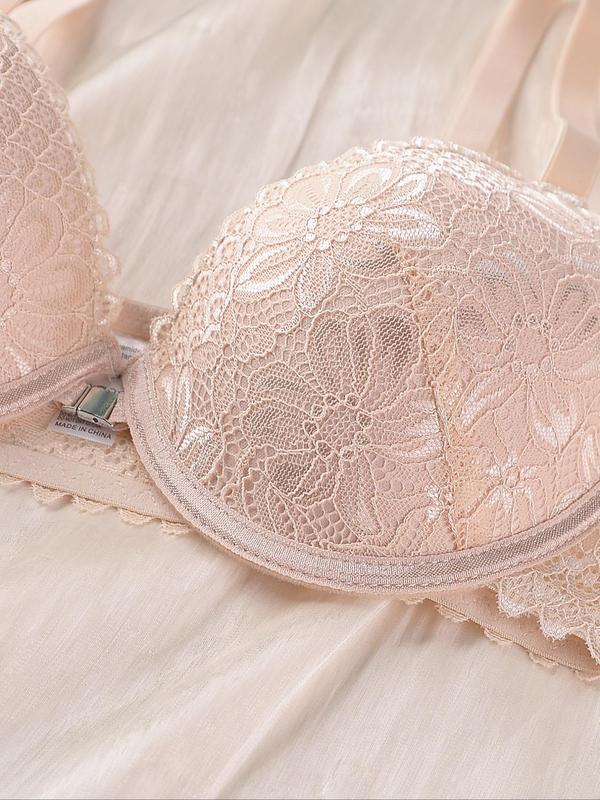 Women's Plain Floral Lace Buckle Front Backless Bra, Casual Comfortable Breathable Adjustable Strap Bra, Lingerie for All Seasons