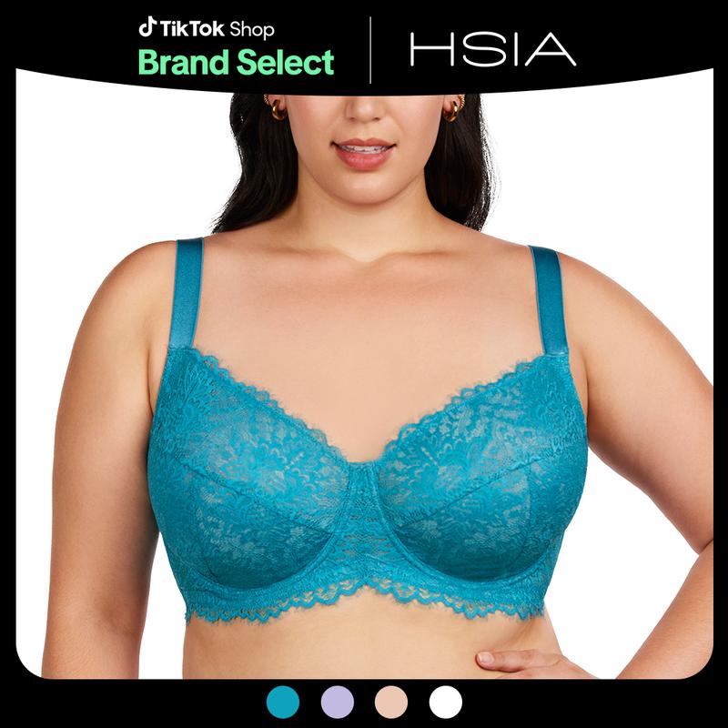 HSIA Sunflower Floral Lace Unlined Unpadded Plus Size Underwire Bra