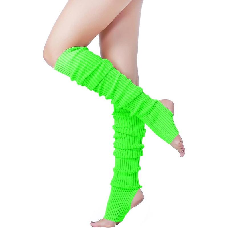 Long Leg Warmer, Women’s Men 80s Party Ribbed Knit Dance Sports