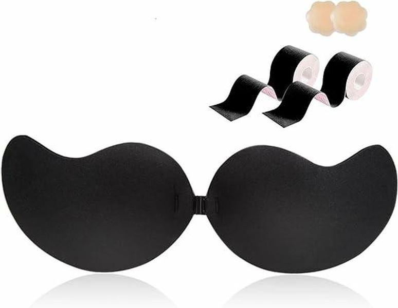 Adhesive Strapless Bra for Backless Dresses - Padded and Invisible with Nipple Covers - Adhesive Bra