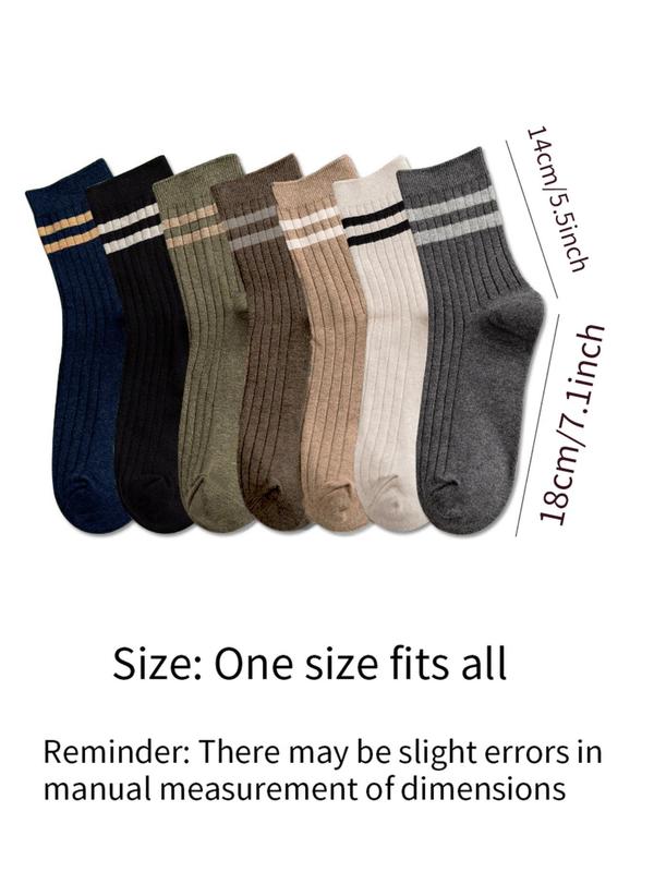 Unisex Striped Print Crew Socks, Casual Comfy Breathable Socks for Daily Wear, Multipack Knit Socks for All Seasons