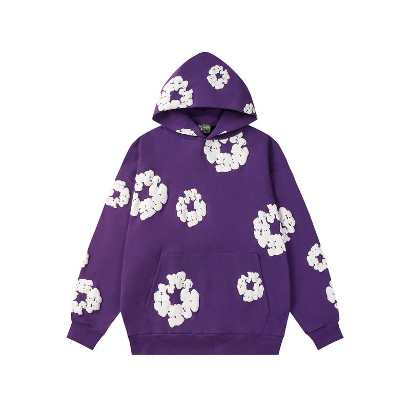 DENIM TEARS Women's Floral Hooded Sweatshirt, Christmas Tide Clothing